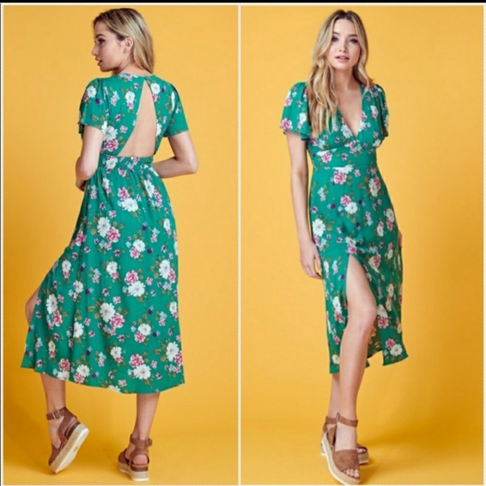 Green floral dress